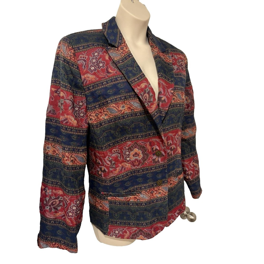 Vtg 90s Napa Valley Woman Blazer Jacket ~22W~Paisley Floral Tapestry Lined Boho
